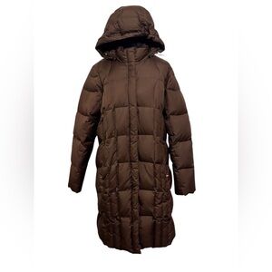 Eddie Bauer Women's Dark Brown 700 Fill Goose Down Hooded Puffer Jacket Size 1X